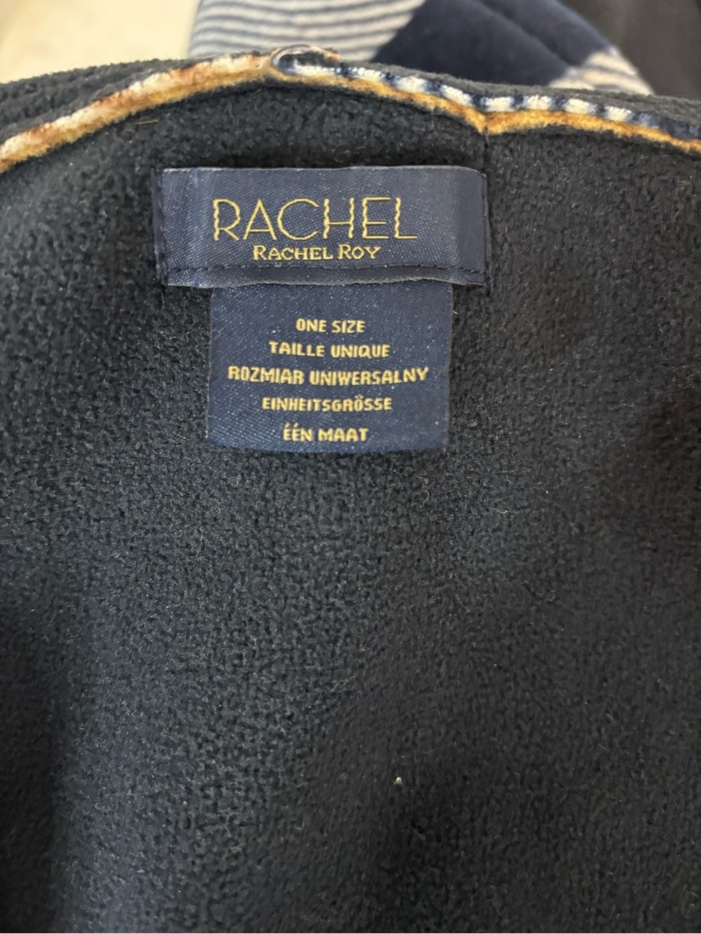RACHEL Rachel Roy Hooded Plaid Poncho Sweater in Brown, Navy & Cream - Picture 14 of 15